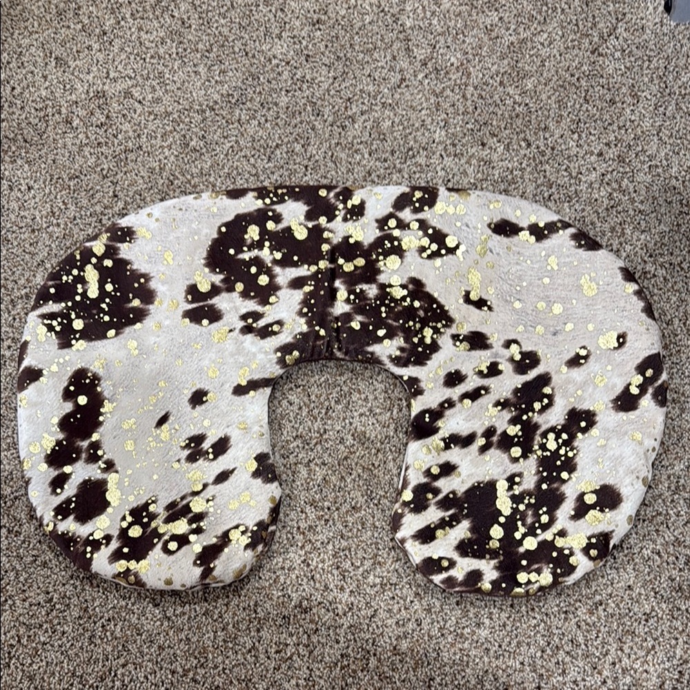 Handmade heifer boppy pillow cover cowhide acid wash